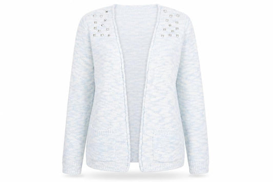 Peacocks Womens Blue Size 14 Studded Open Knit Long Sleeve Cardigan