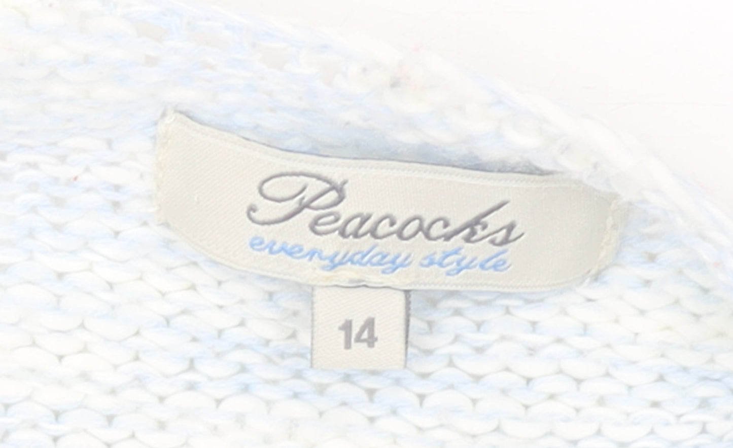 Peacocks Womens Blue Size 14 Studded Open Knit Long Sleeve Cardigan