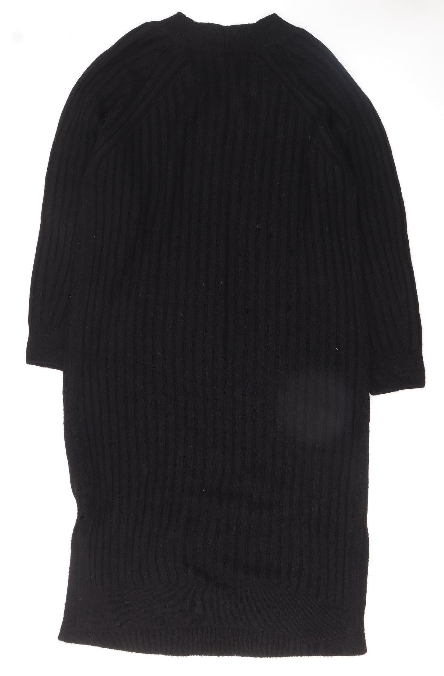 New Look Women Black L Jumper Midi Dress V-Neck Knit