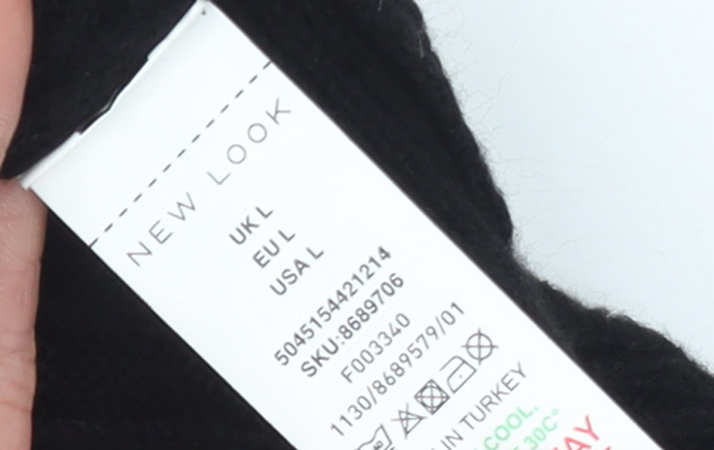 New Look Women Black L Jumper Midi Dress V-Neck Knit