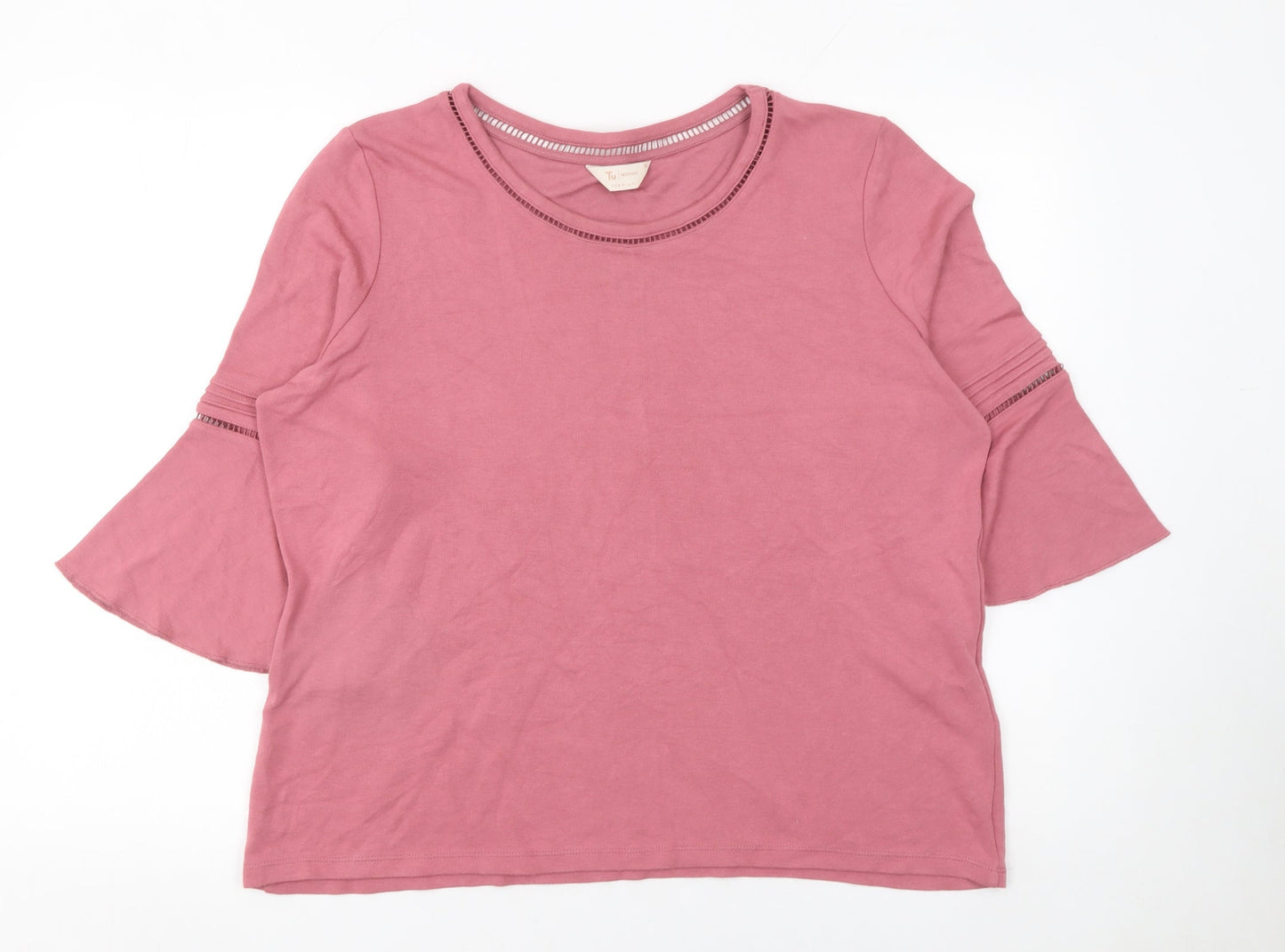 Tu Women’s Pink 3/4 Flared Sleeve Jersey T-Shirt Size 18