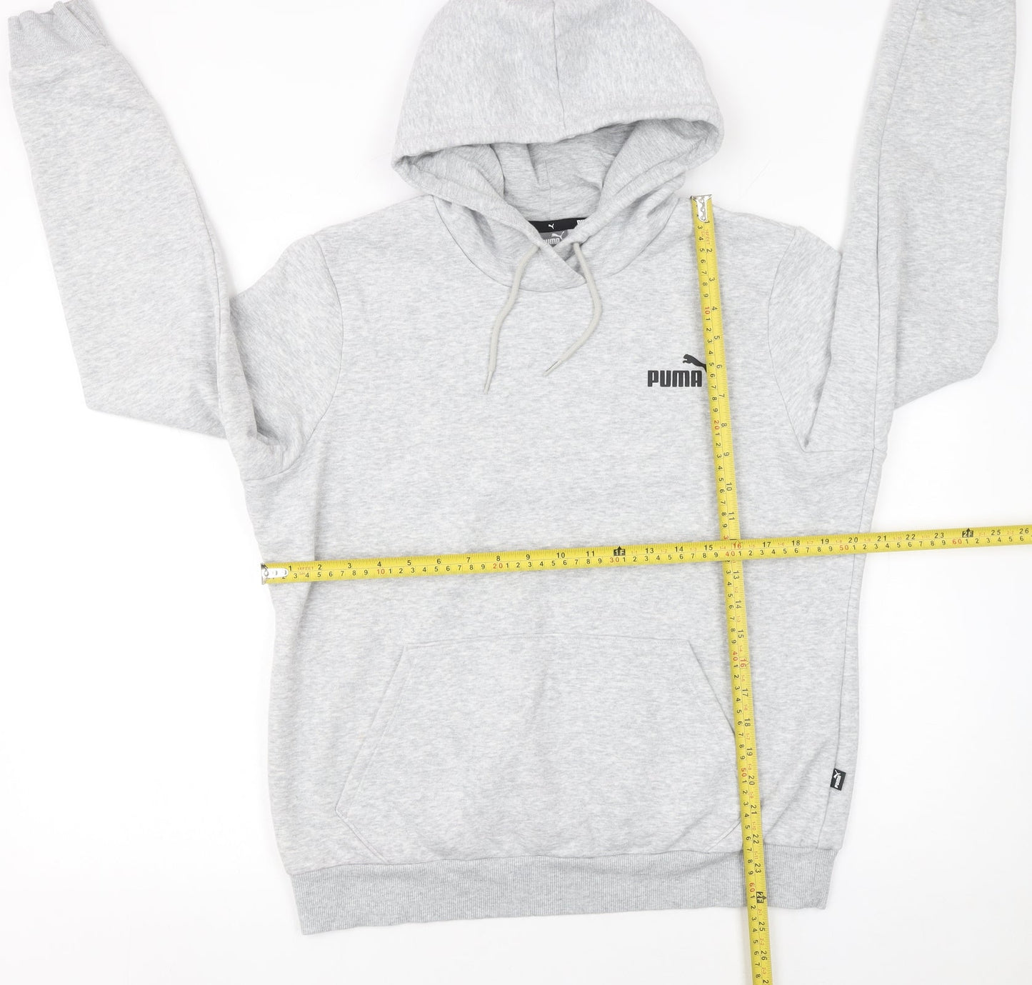 Puma Men's Grey Pullover Hoodie Size L Logo Sweatshirt