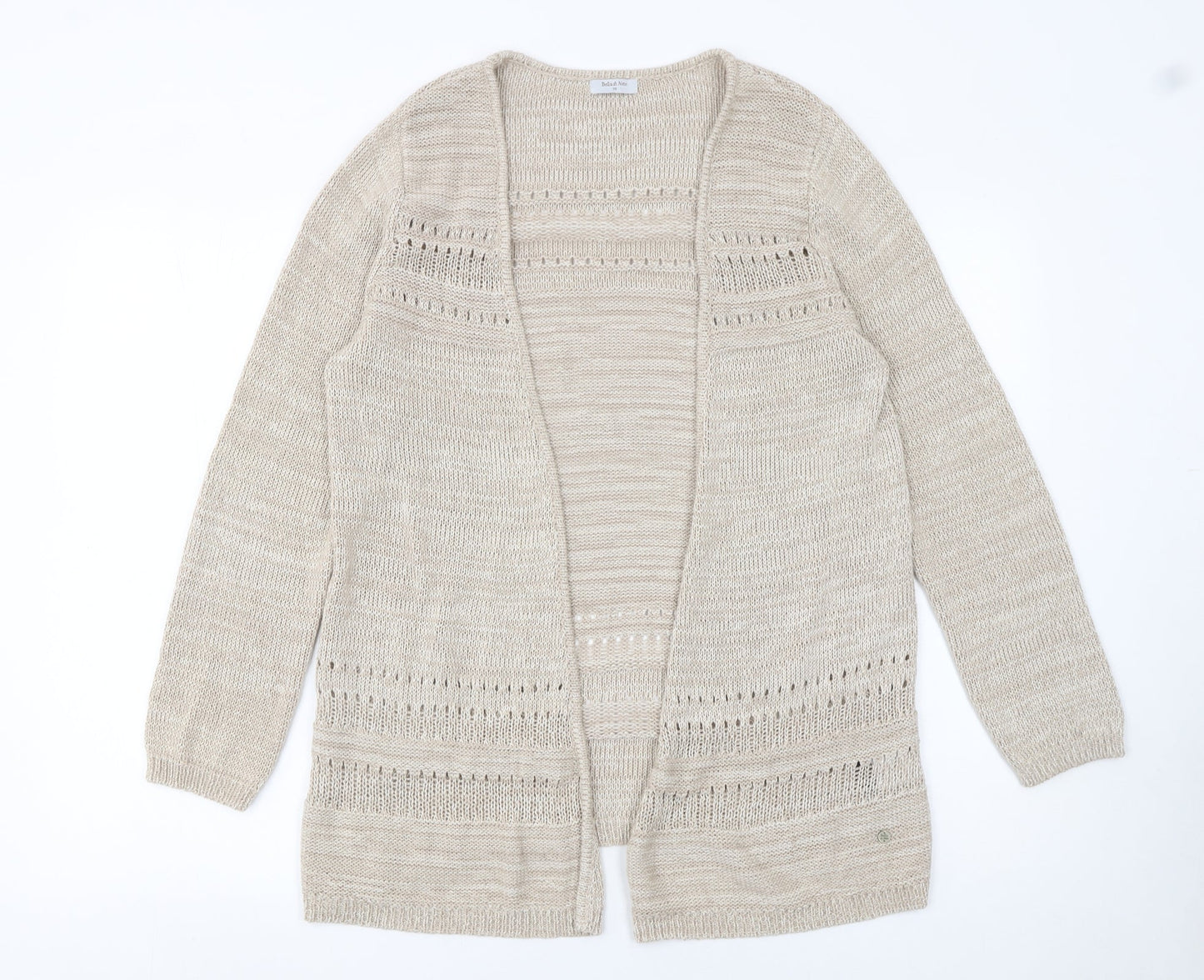 Bella di Notte Women’s Beige Open-Knit Long Sleeve Cardigan Size 10
