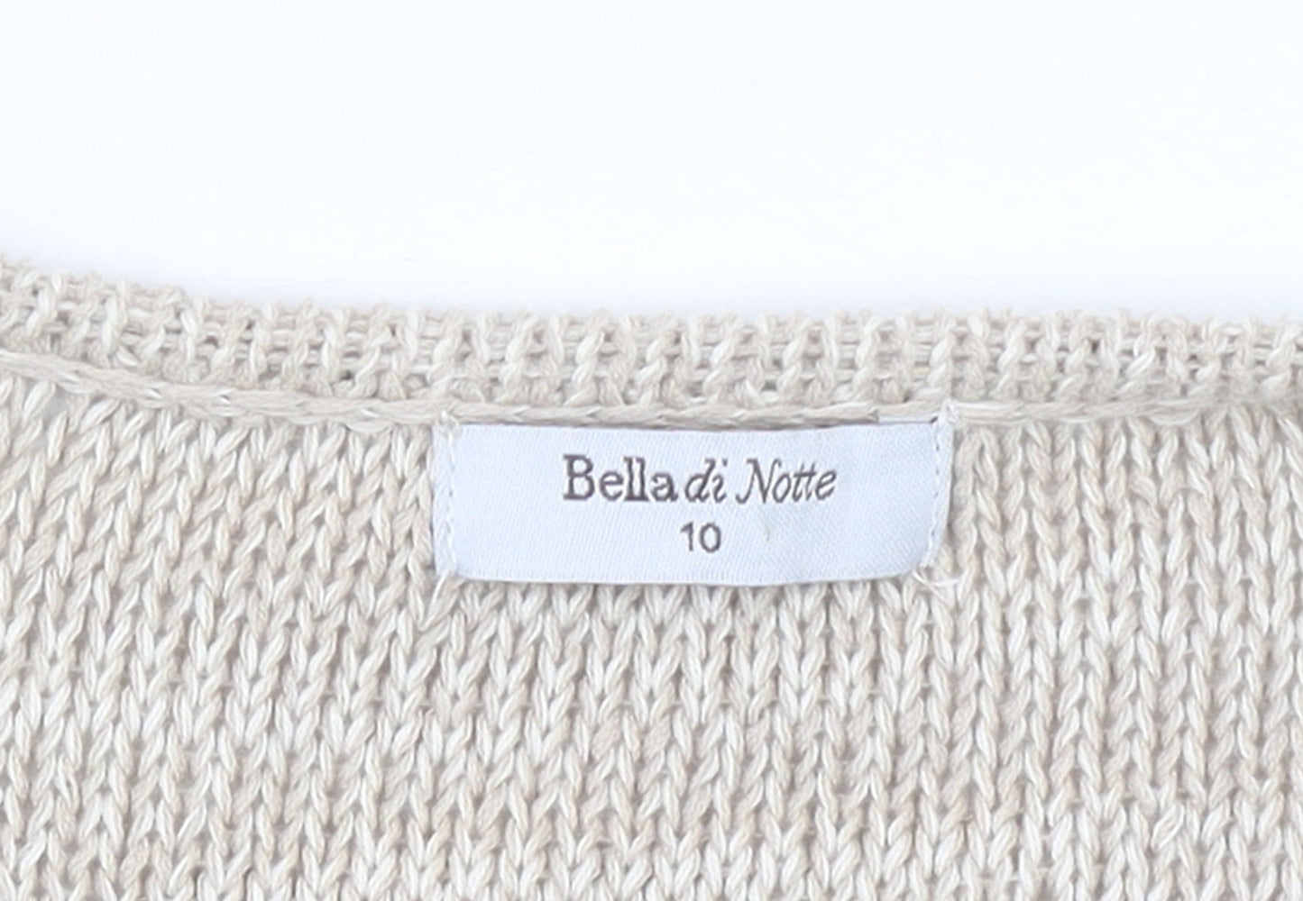 Bella di Notte Women’s Beige Open-Knit Long Sleeve Cardigan Size 10