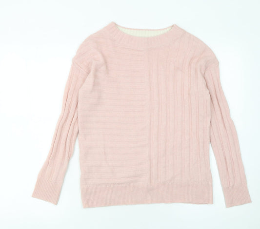 Marks and Spencer Women's Pink Ribbed Knit Pullover Jumper XS