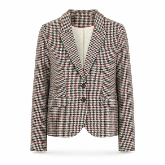H&M Womens Brown Checked Wool Blend Single-Breasted Blazer UK 12