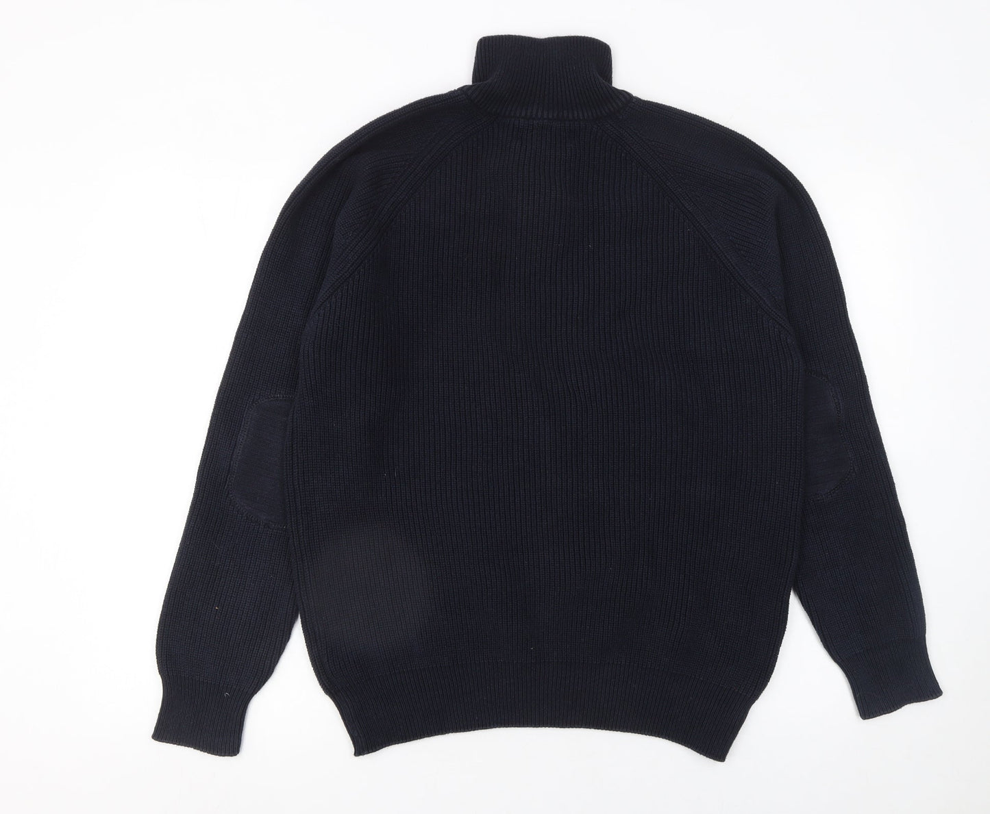 Next Men's Blue XL Henley High Neck Cotton Jumper