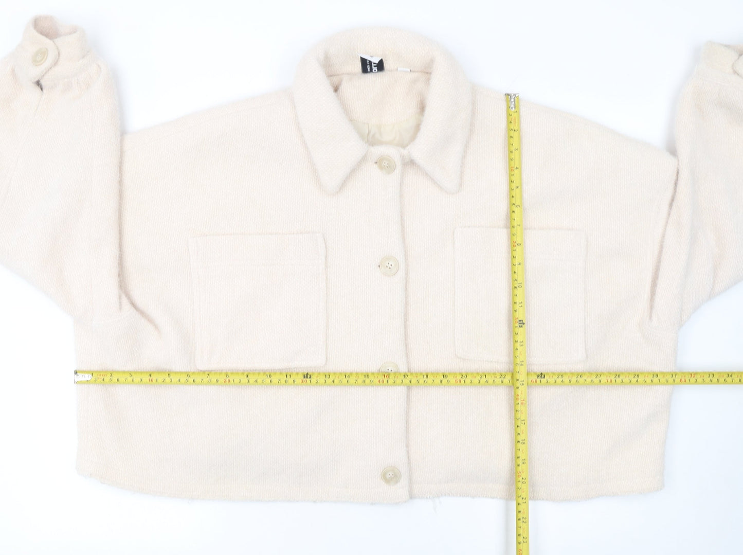 Collusion Womens Beige Cropped Button Jacket Size 18 Regular
