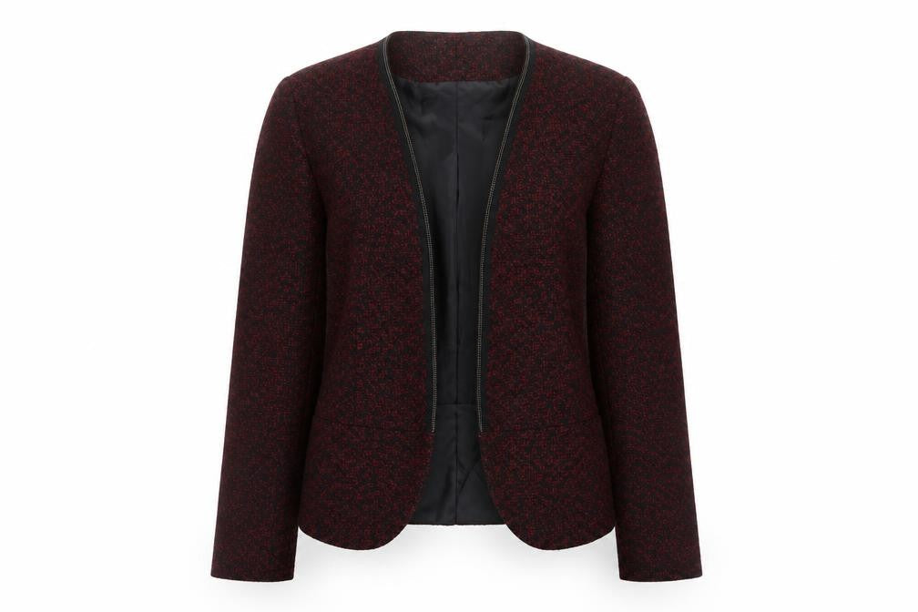 Tu Women’s Red & Black Tweed Open Blazer Jacket Size 10