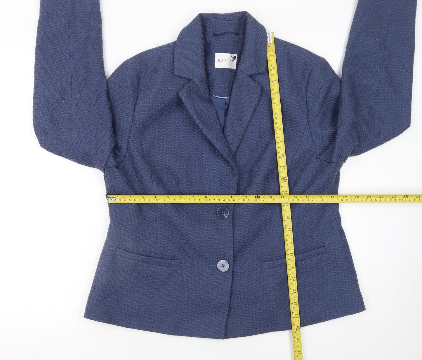 Eastex Women Blue Size 14 Tailored Woven Lined Blazer Jacket