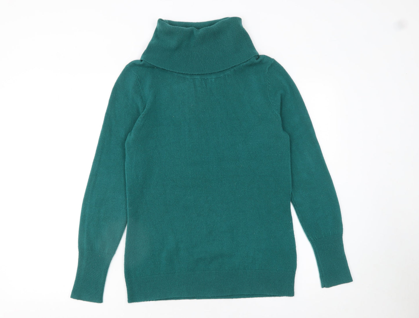 M&Co Women’s Green Roll Neck Long Sleeve Knit Jumper Size 14