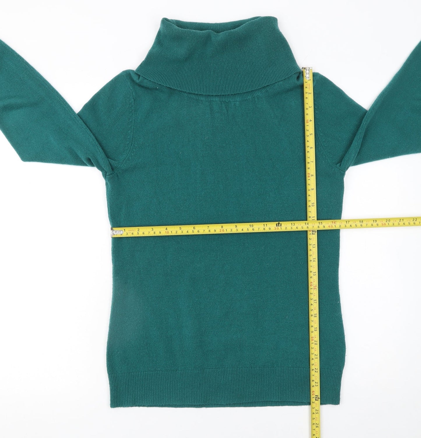M&Co Women’s Green Roll Neck Long Sleeve Knit Jumper Size 14