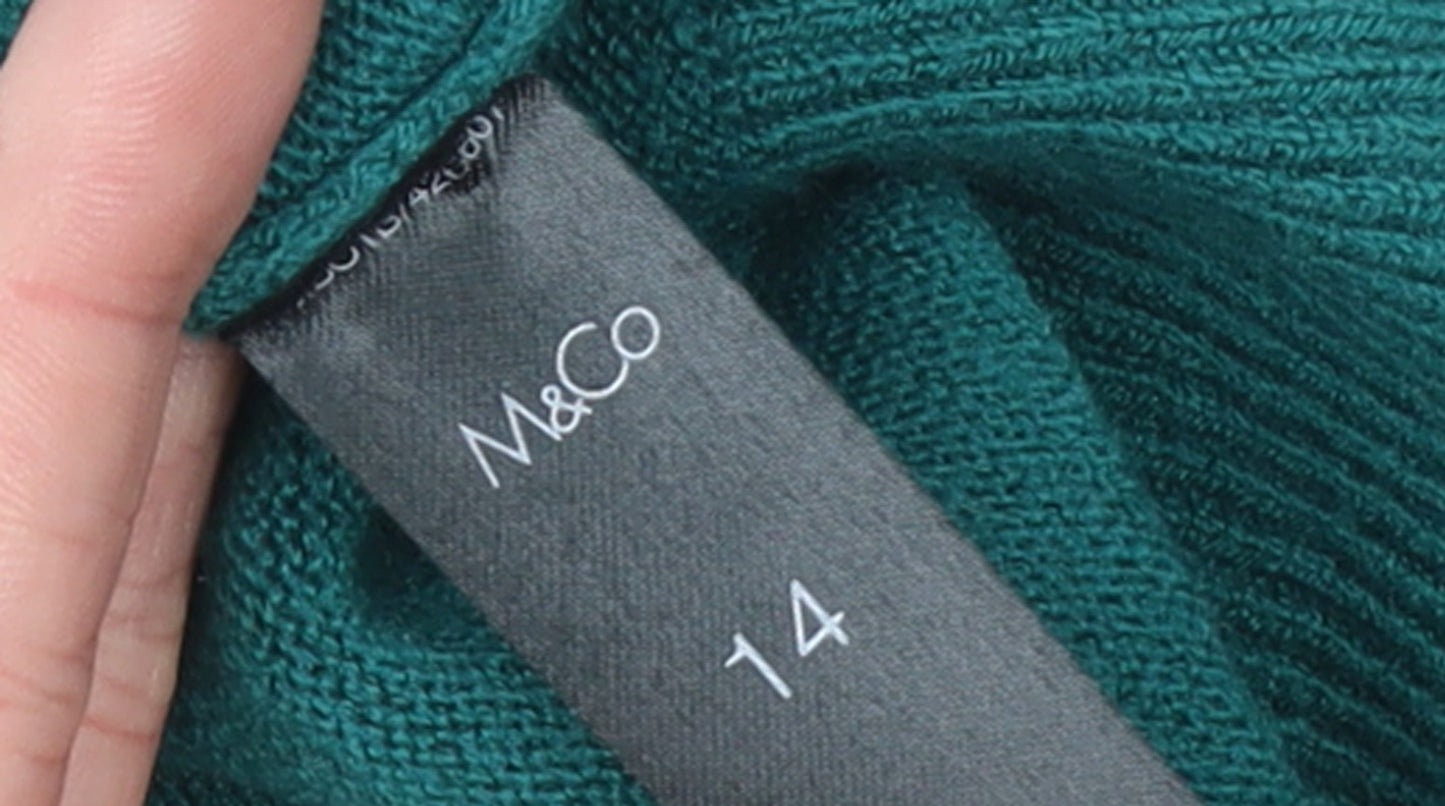 M&Co Women’s Green Roll Neck Long Sleeve Knit Jumper Size 14