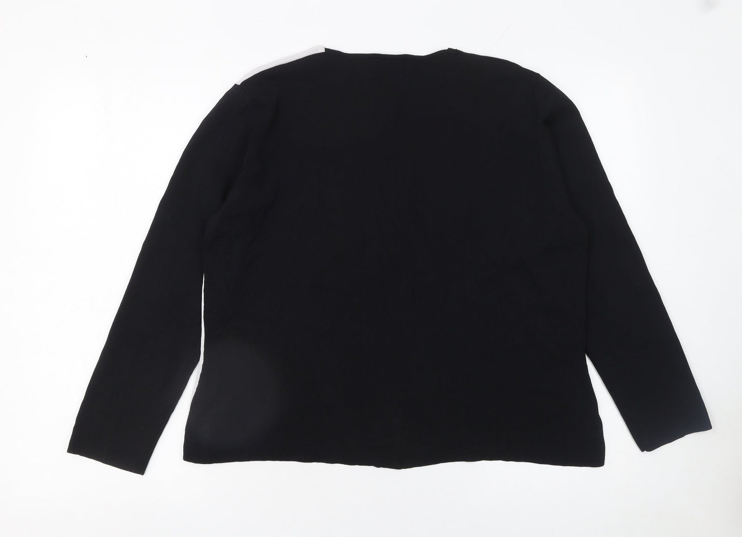 Roman Originals Women Black White Beaded Long Sleeve Pullover Jumper L