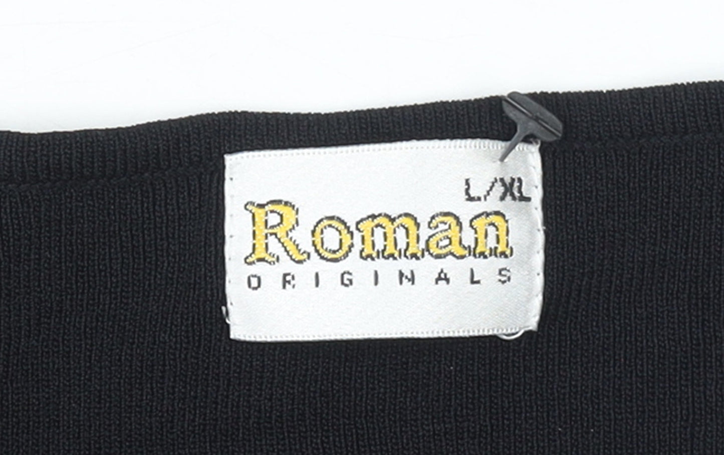 Roman Originals Women Black White Beaded Long Sleeve Pullover Jumper L