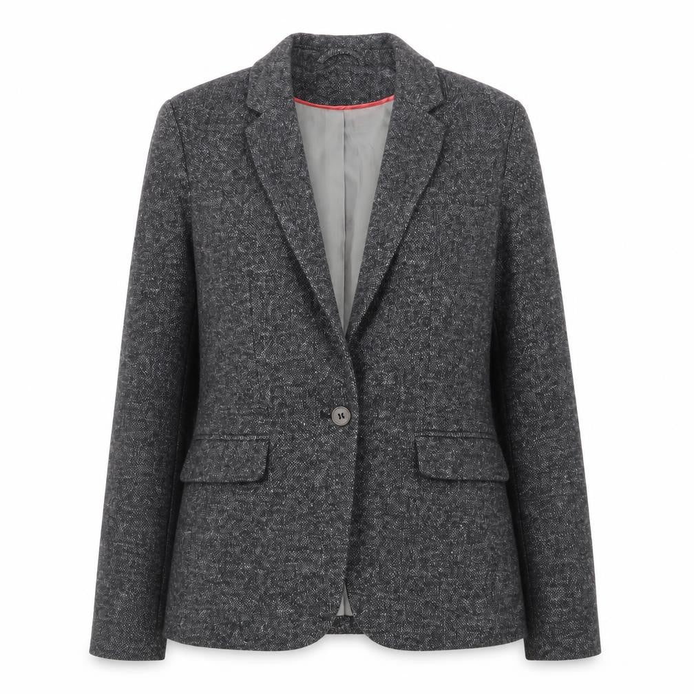 H&M Women's Grey Single-Breasted Blazer Size 6 Tailored Wool Blend