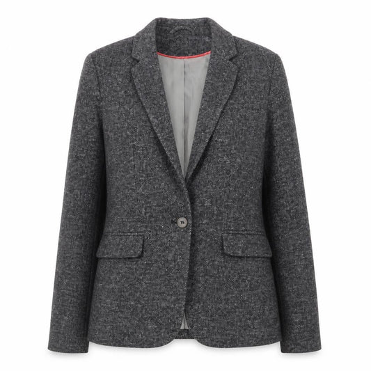 H&M Women's Grey Single-Breasted Blazer Size 6 Tailored Wool Blend
