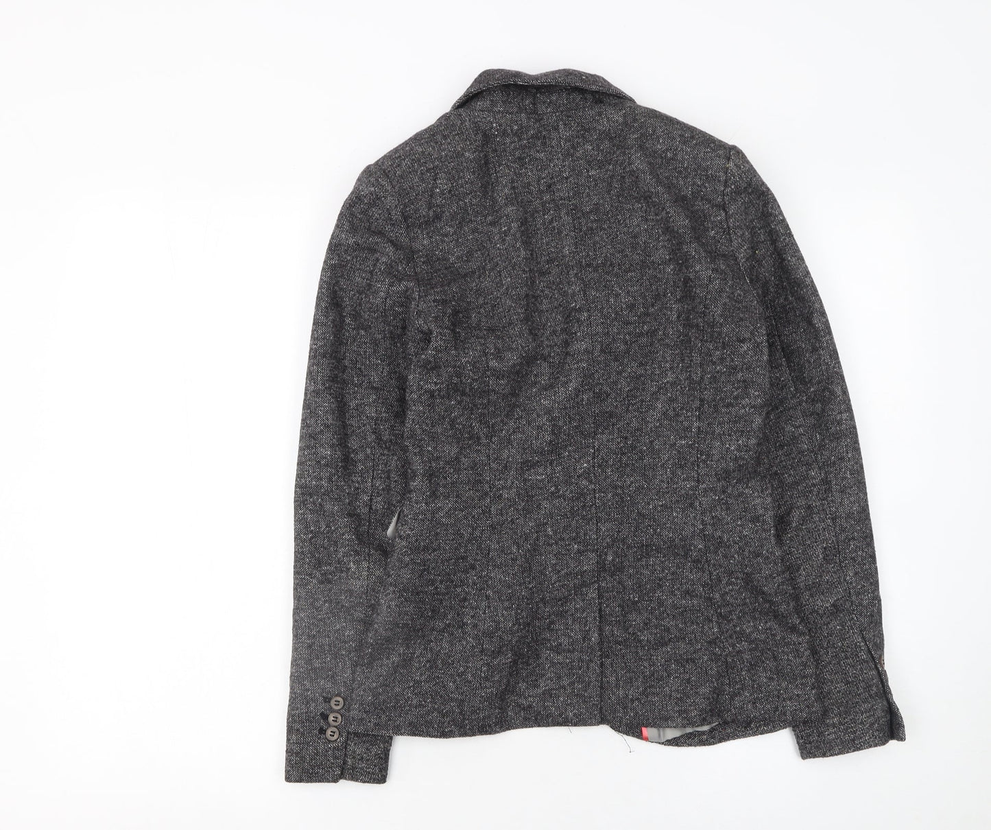 H&M Women's Grey Single-Breasted Blazer Size 6 Tailored Wool Blend