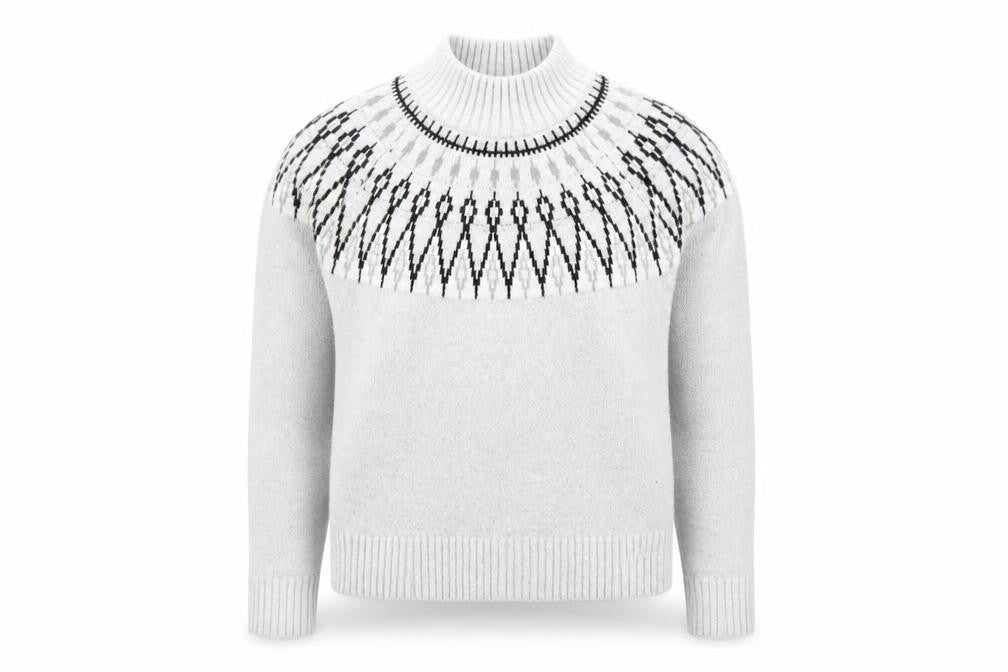French Connection Women Grey Fair Isle Roll Neck Wool Jumper Size S