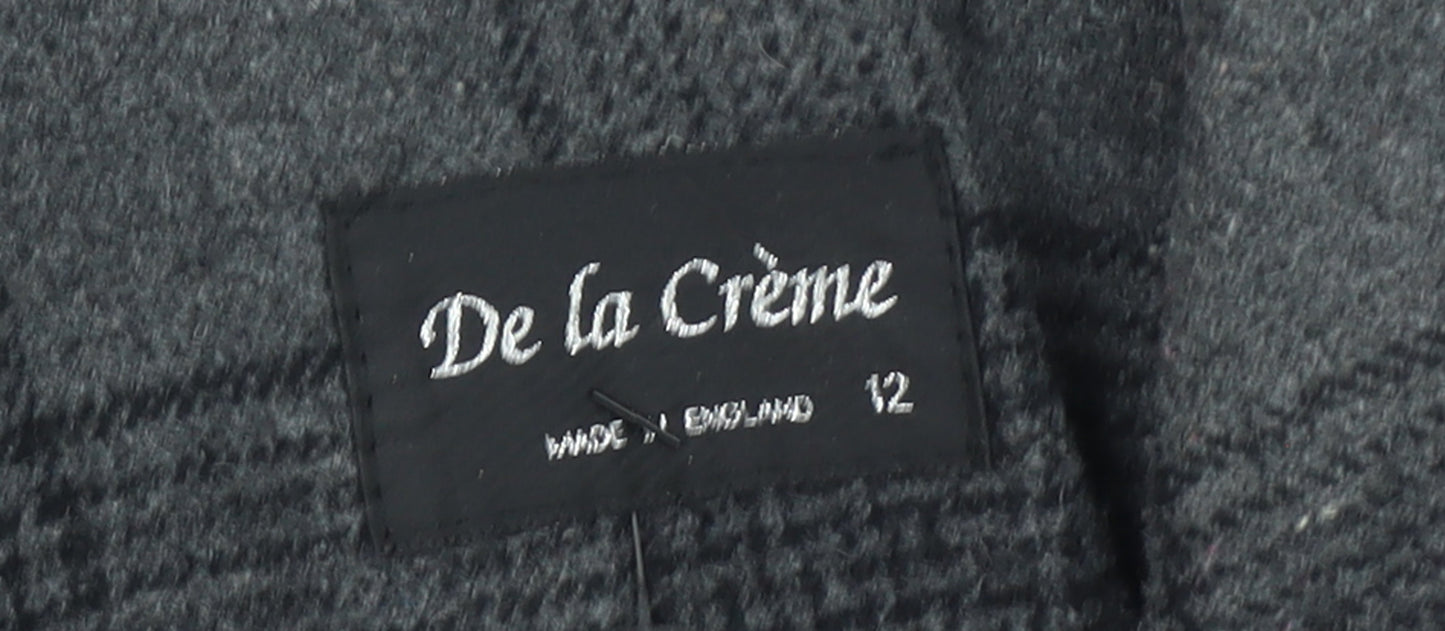 De la Crème Women's Grey Checked Wool Trench Coat Size 12