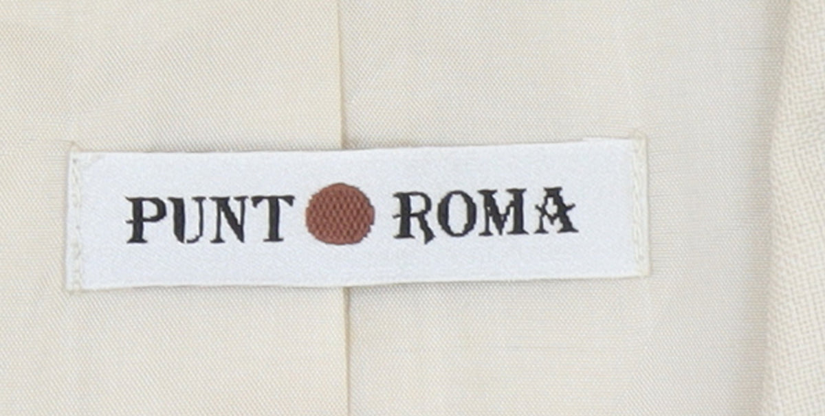 Punto Roma Women Beige Polyester Single Breasted Suit Jacket Size 14