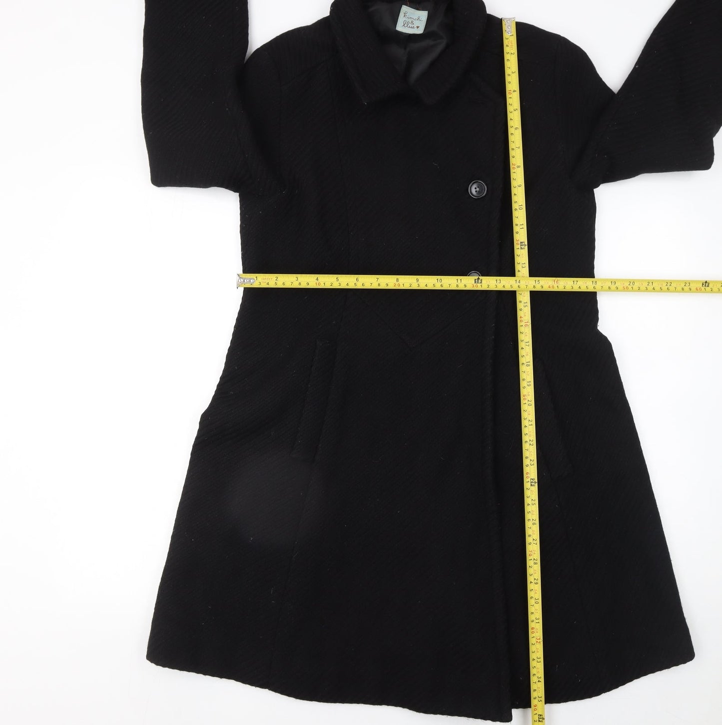 Kimchi & Blue Women’s Black Wool Blend Mid-Length Overcoat Size L