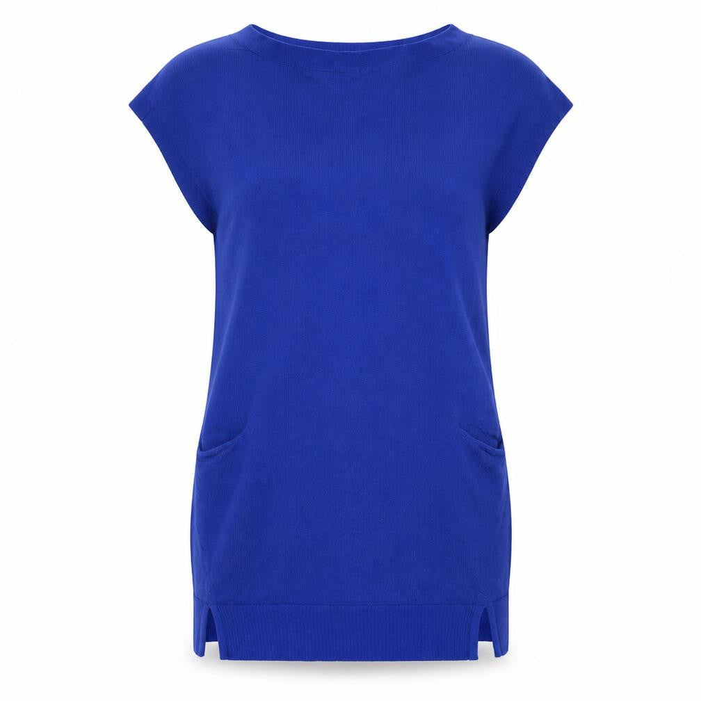 Hobbs Women Blue Wool Knit Shift Dress Size M