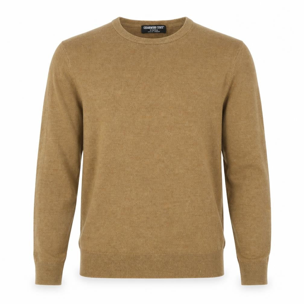Cedarwood State Men's Beige XS Crew Neck Acrylic Pullover Jumper