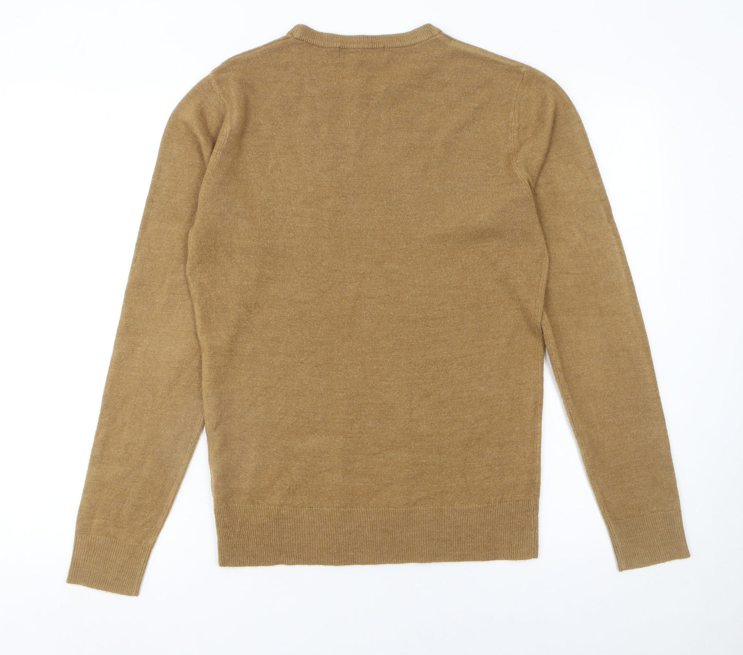 Cedarwood State Men's Beige XS Crew Neck Acrylic Pullover Jumper