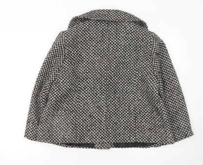 Close-up detail of Evie Women’s Brown Houndstooth Tweed Suit Jacket, size UK 16