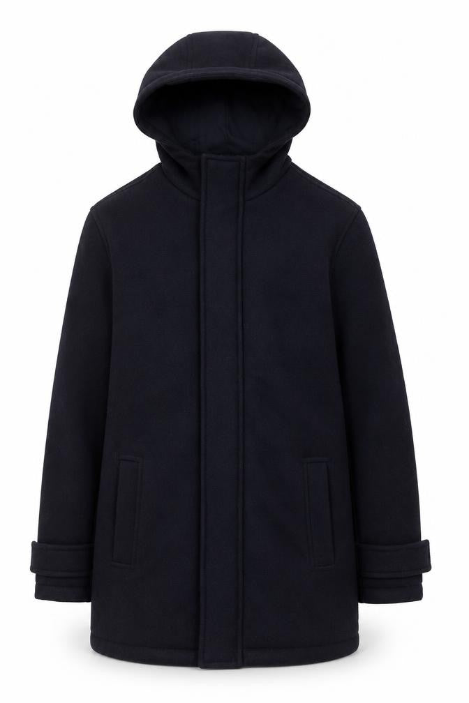 Primark Men's Black XS Hooded Mid-Length Coat Polyester Warm Winter Outerwear