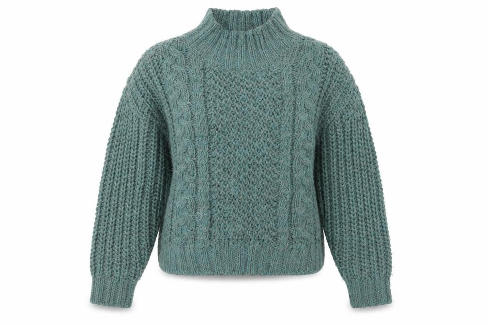 Universal Thread Womens Green Mock Neck Chunky Knit Pullover Jumper Size M