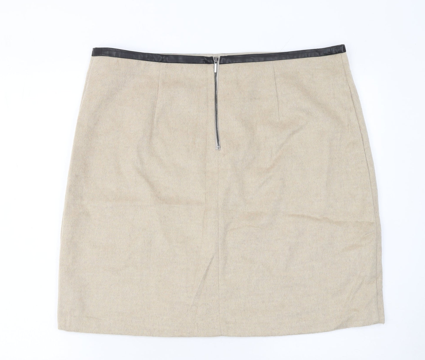 Marks and Spencer Women Beige Wool Blend Knee Length Pencil Skirt UK18