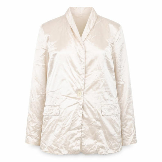 Primark Women Beige Shawl Lapel Single-Breasted Blazer Size 12