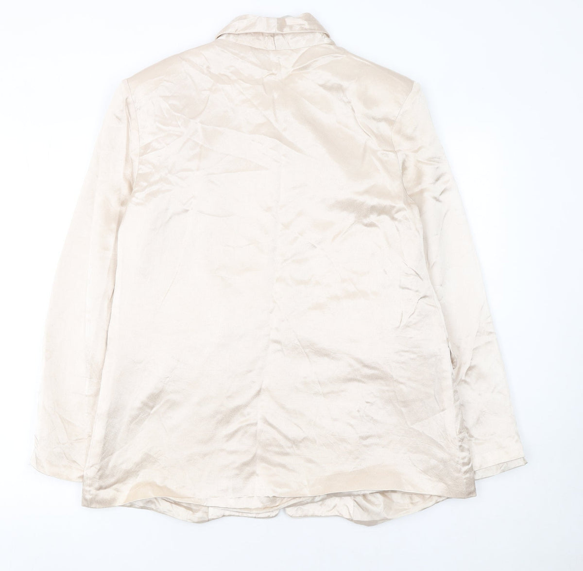 Primark Women Beige Shawl Lapel Single-Breasted Blazer Size 12