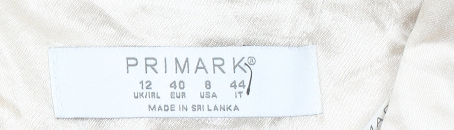 Primark Women Beige Shawl Lapel Single-Breasted Blazer Size 12