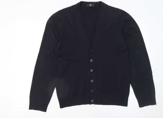 Marks and Spencer Men’s Black V-Neck Button Cardigan Medium Acrylic