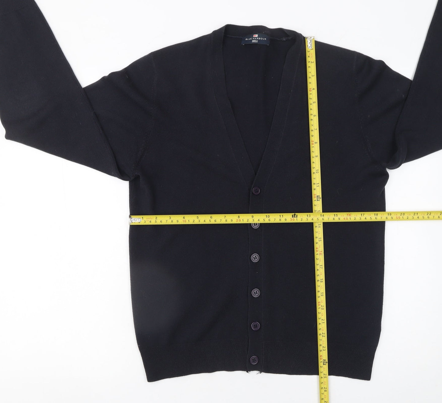 Marks and Spencer Men’s Black V-Neck Button Cardigan Medium Acrylic