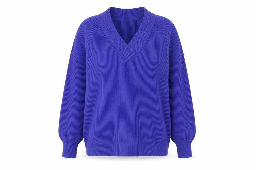 Next Women Blue V-Neck Relaxed Knit Pullover Jumper XL