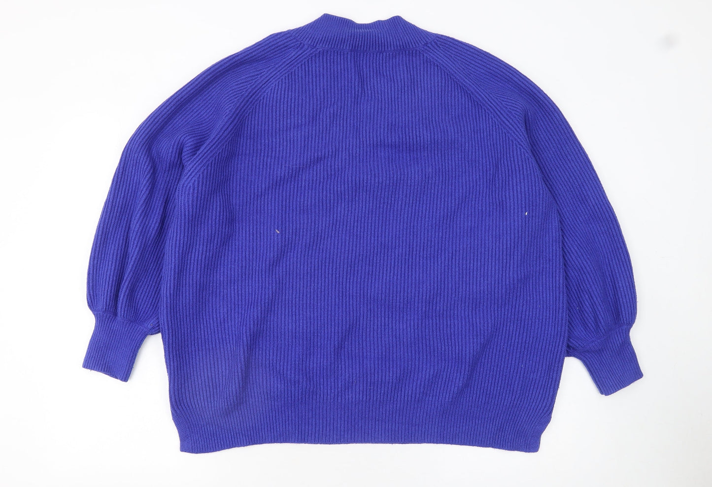 Next Women Blue V-Neck Relaxed Knit Pullover Jumper XL