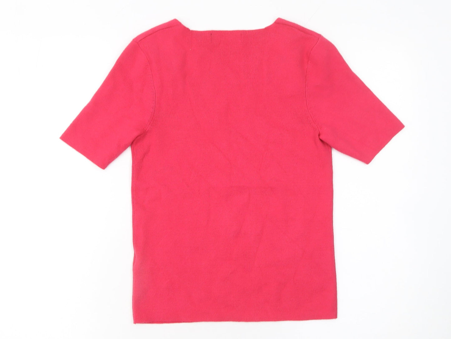 Marks and Spencer Womens Pink Square Neck Short Sleeve Knit Jumper Size 10