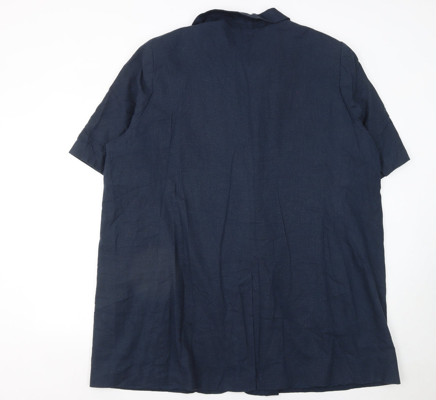 Next Women's Navy Linen Blend Double Breasted Blazer UK 24