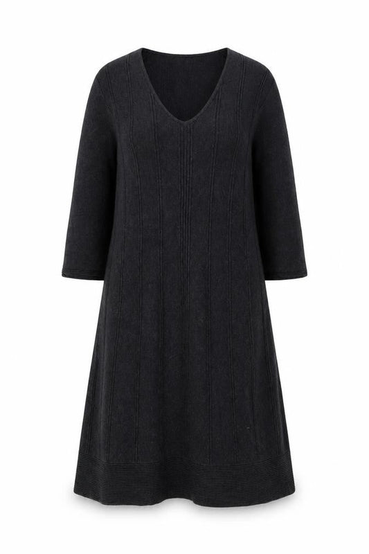 Monsoon Women’s Black Cotton Knit V-Neck Dress Size 12