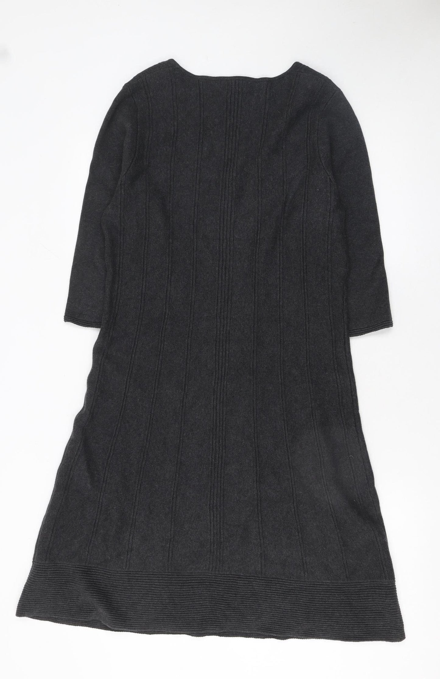 Monsoon Women’s Black Cotton Knit V-Neck Dress Size 12