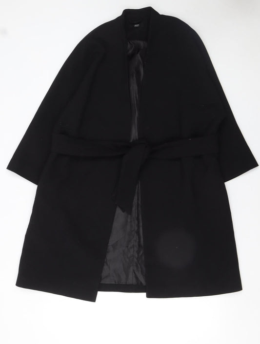 F&F Womens Black Belted Mid-Length Trench Coat UK 12