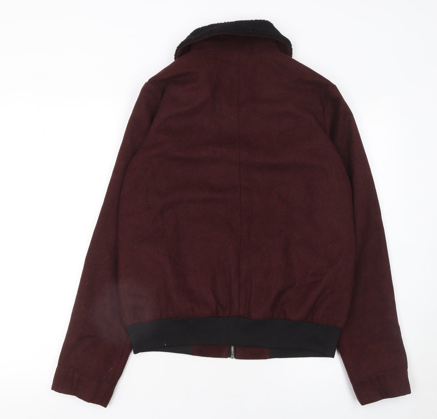 New Look Women Brown Wool Blend Bomber Jacket Size 10 Tall