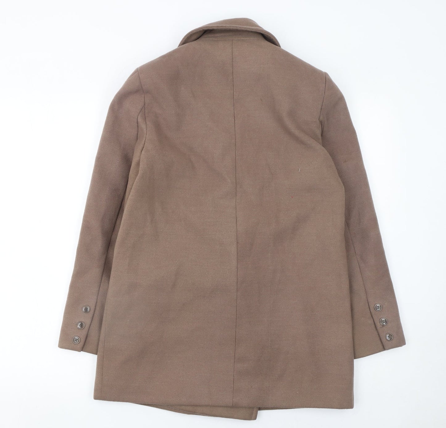 ASOS Women Brown Pea Coat Size 8 Regular Fit Lined Mid-Length