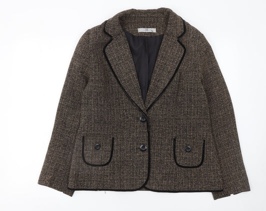 Joanna Hope Women's Brown Tweed Single-Breasted Blazer Size 14