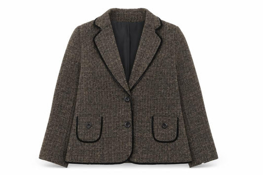 Joanna Hope Women's Brown Tweed Single-Breasted Blazer Size 14