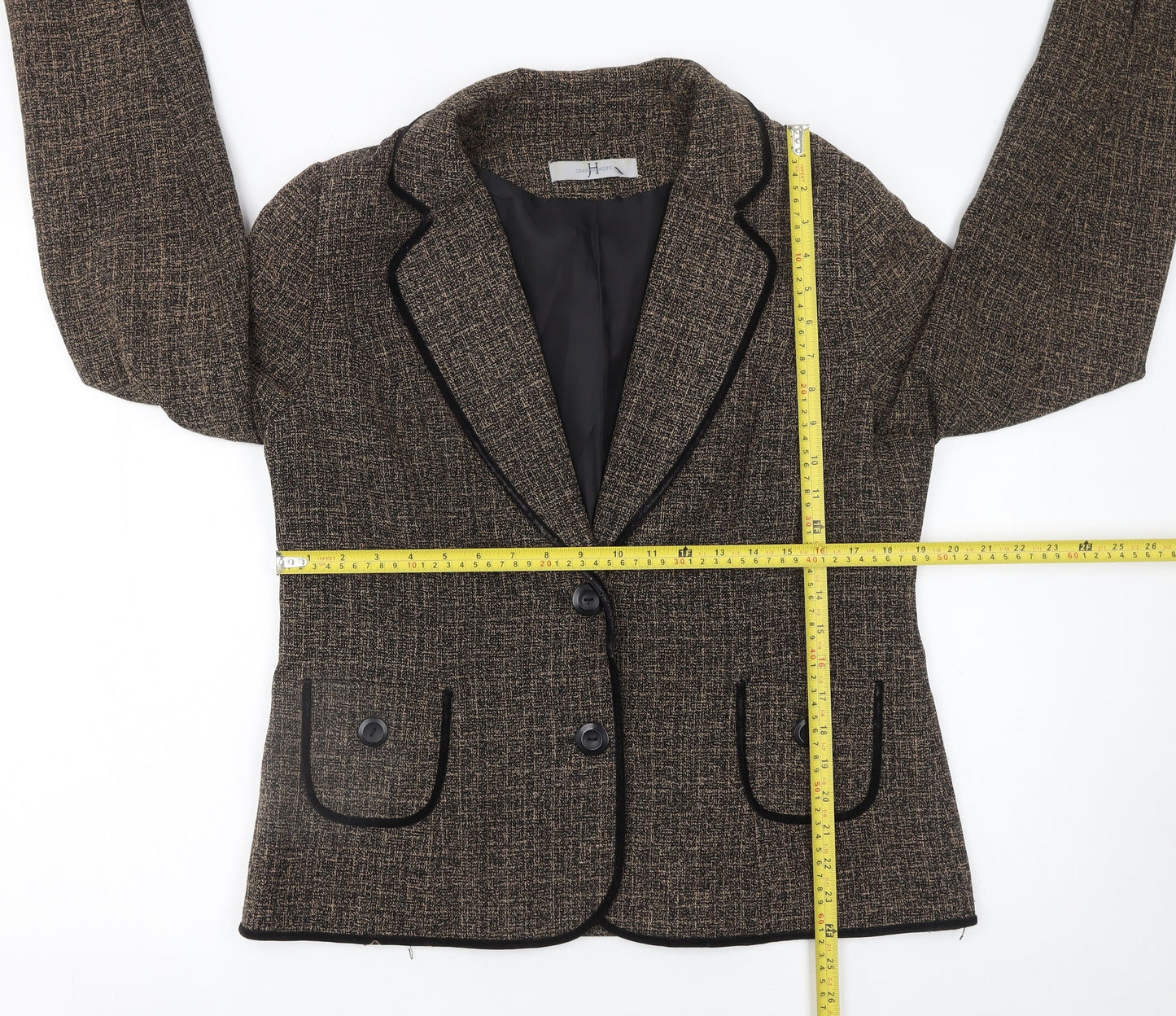 Joanna Hope Women's Brown Tweed Single-Breasted Blazer Size 14